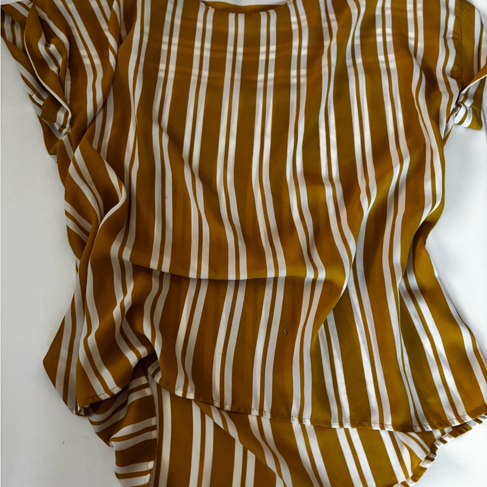 Striped Mustard and White Women's Top